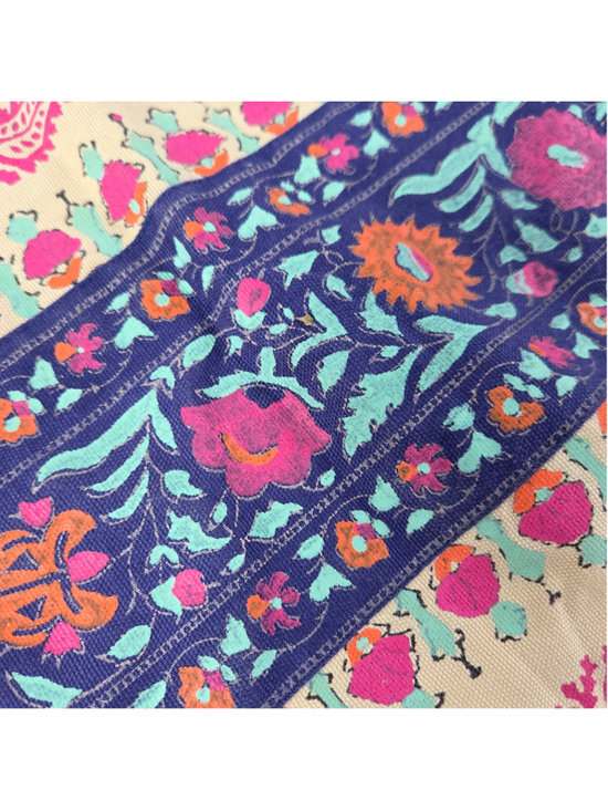 Unbranded Other - Vintage Indian Hand Block Print Cotton Table Runner Dupatta Paisley Boho 24x98